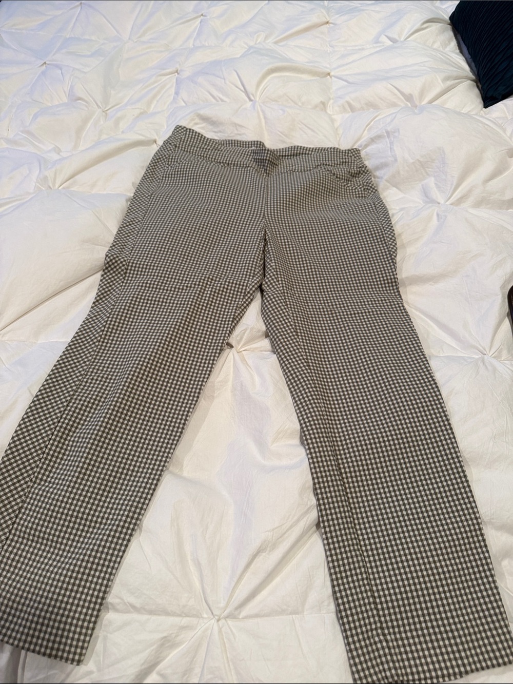 Chico's Women's Straight-Leg Houndstooth Pants - Olive and White green
